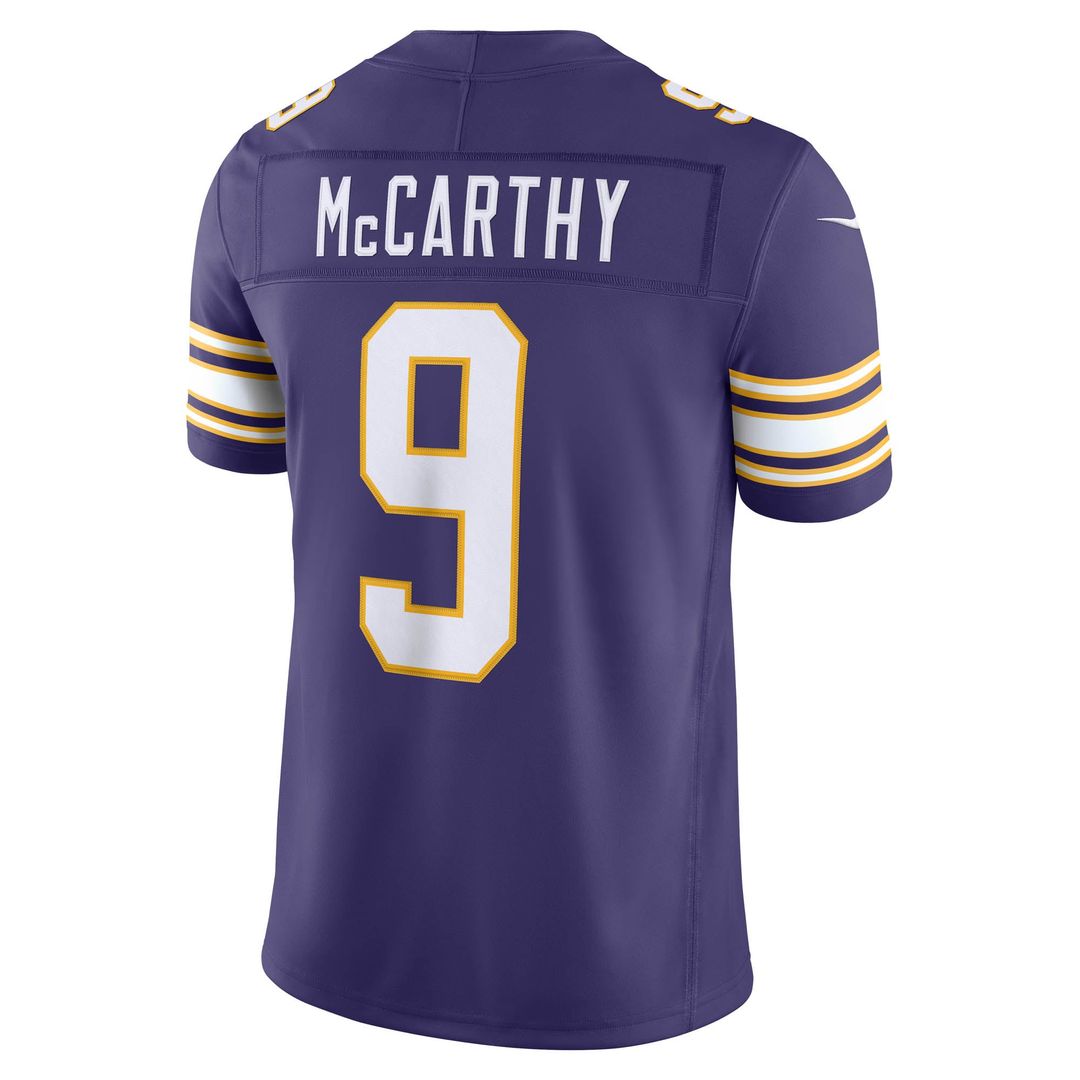 Minnesota Vikings J.J. McCarthy Nike Alternate Classic Vapor F.U.S.E. Stitched Limited Jersey - Purple