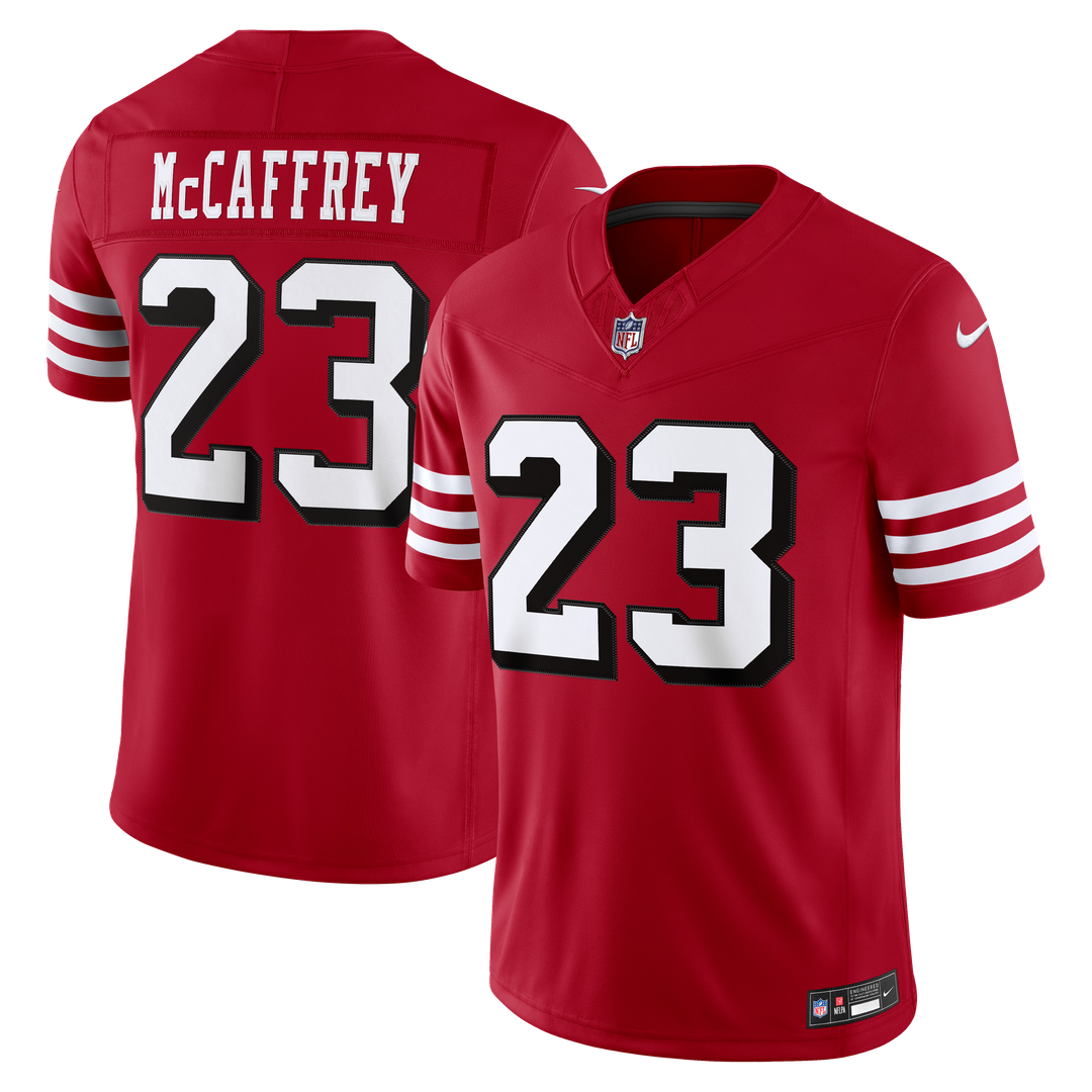 San Francisco 49ers Christian McCaffrey Nike Alternate Vapor F.U.S.E. Stitched Limited Jersey - Scarlet