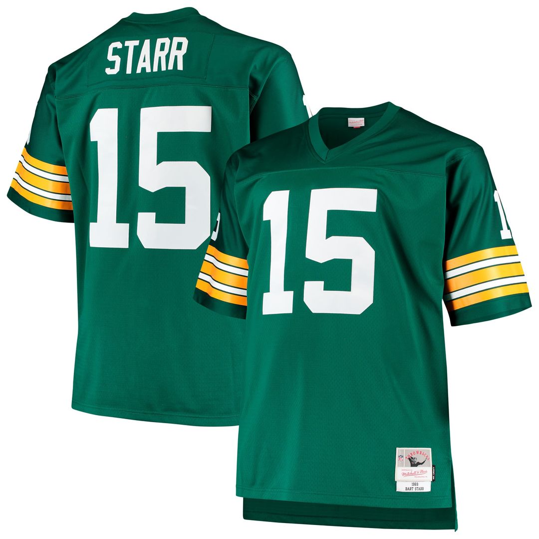 Green Bay Packers Bart Starr Mitchell & Ness Big & Tall 1968 Retired Player Replica Jersey - Green