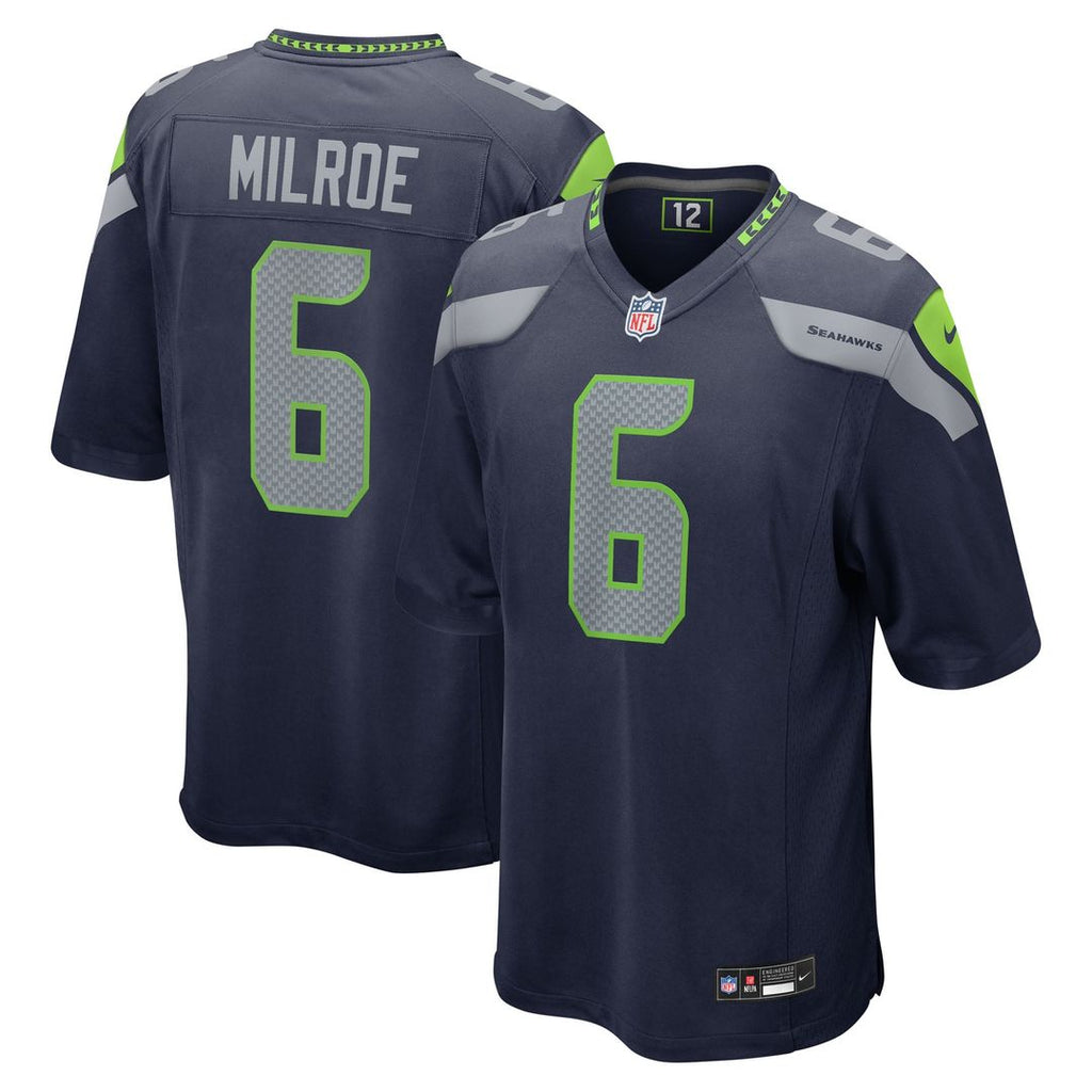 Seattle Seahawks Jalen Milroe Nike 2025 NFL Draft Game Jersey - College Navy