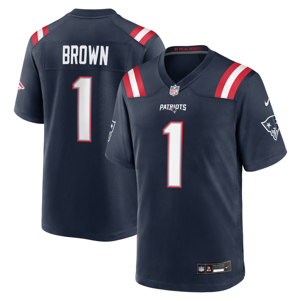 New England Patriots A.J. Brown Nike Team Game Jersey - Navy