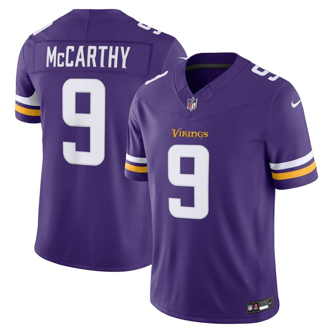 Minnesota Vikings J.J. McCarthy Nike Team Vapor F.U.S.E. Stitched Limited Jersey - Purple