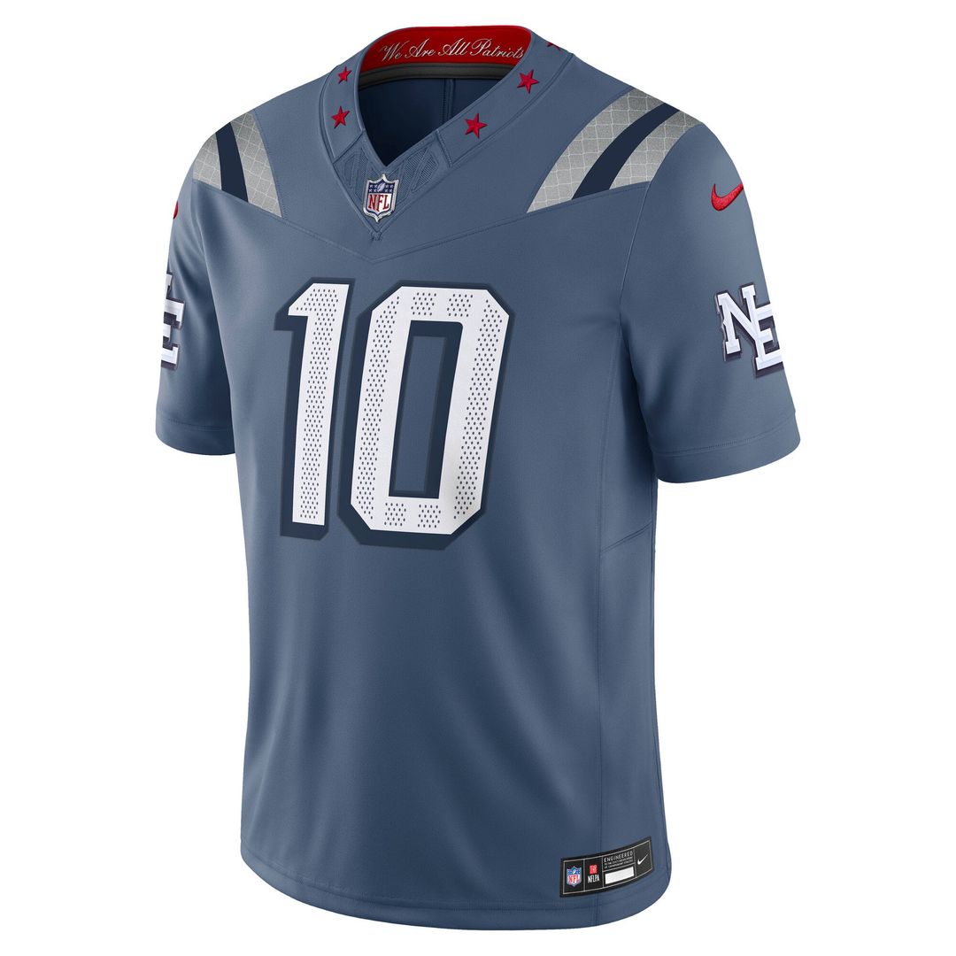 New England Patriots Drake Maye Nike Rivalries Collection Stitched Limited Jersey - Blue