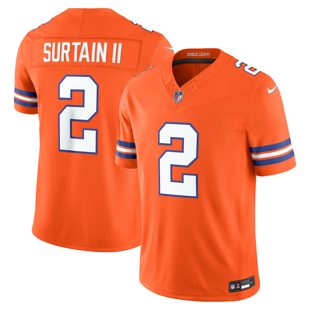 Denver Broncos Pat Surtain II Nike Alternate Mile High Collection 1977 Throwback Vapor F.U.S.E. Stitched Limited Jersey - Orange