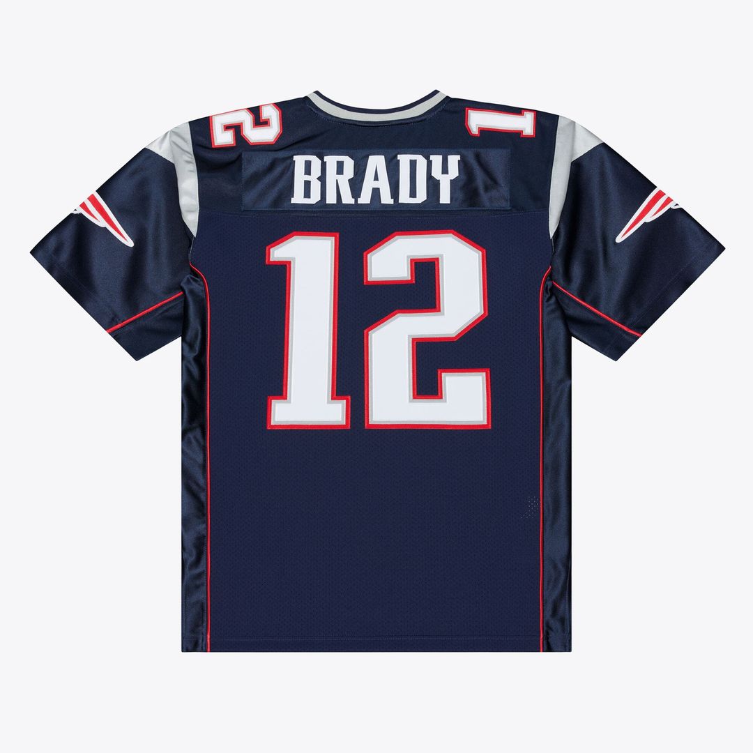 New England Patriots Tom Brady Mitchell & Ness Super Bowl XXXVI Authentic Throwback Jersey - Navy
