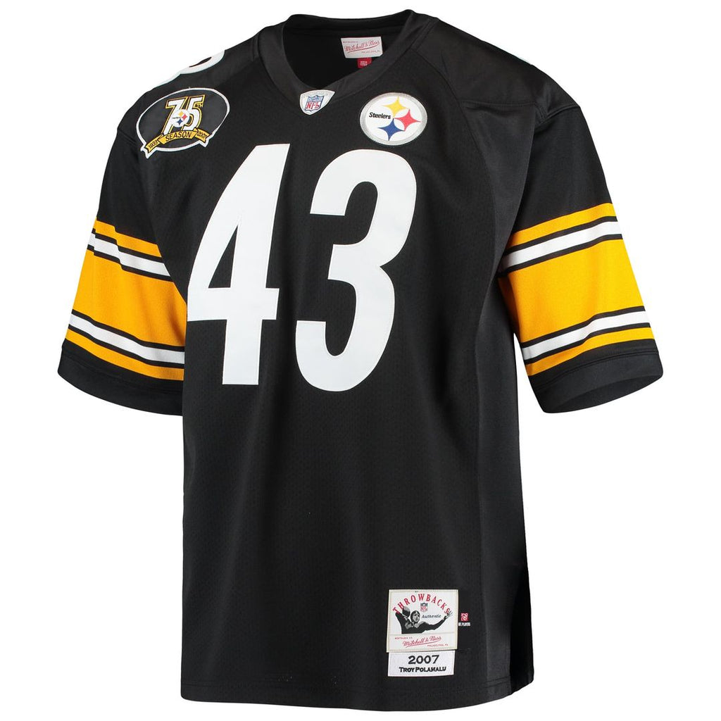 Pittsburgh Steelers 2007 Troy Polamalu Mitchell & Ness Authentic Throwback Retired Player Jersey - Black
