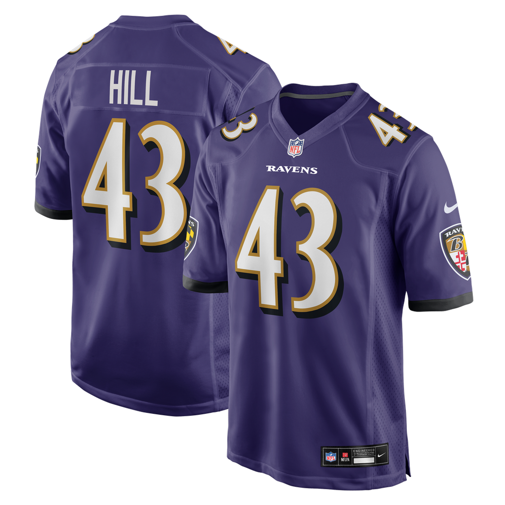 Baltimore Ravens Justice Hill Nike Game Jersey - Purple