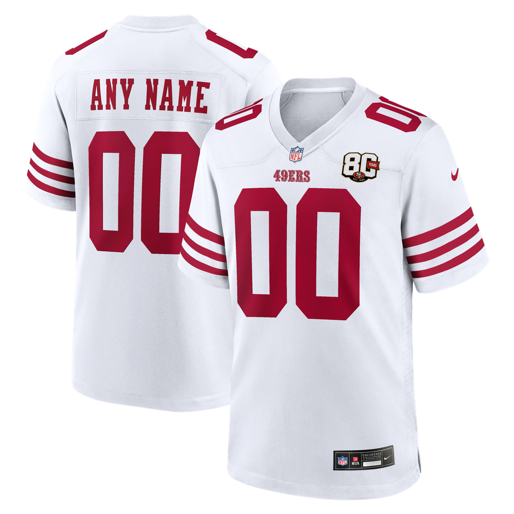 San Francisco 49ers Nike 80th Anniversary Custom Game Jersey - White