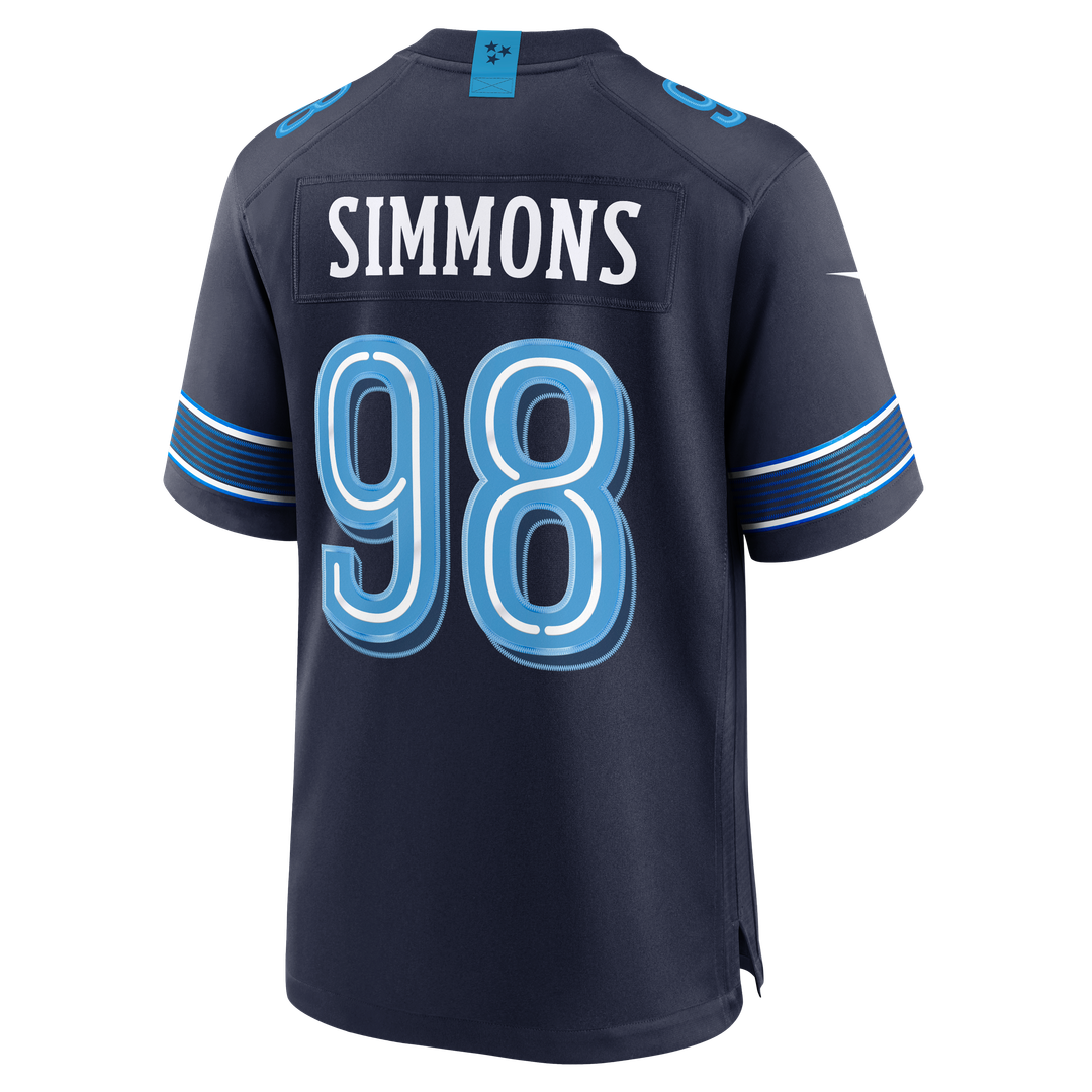 Tennessee Titans Jeffery Simmons Nike 2026 Rivalries Collection Game Jersey - Navy
