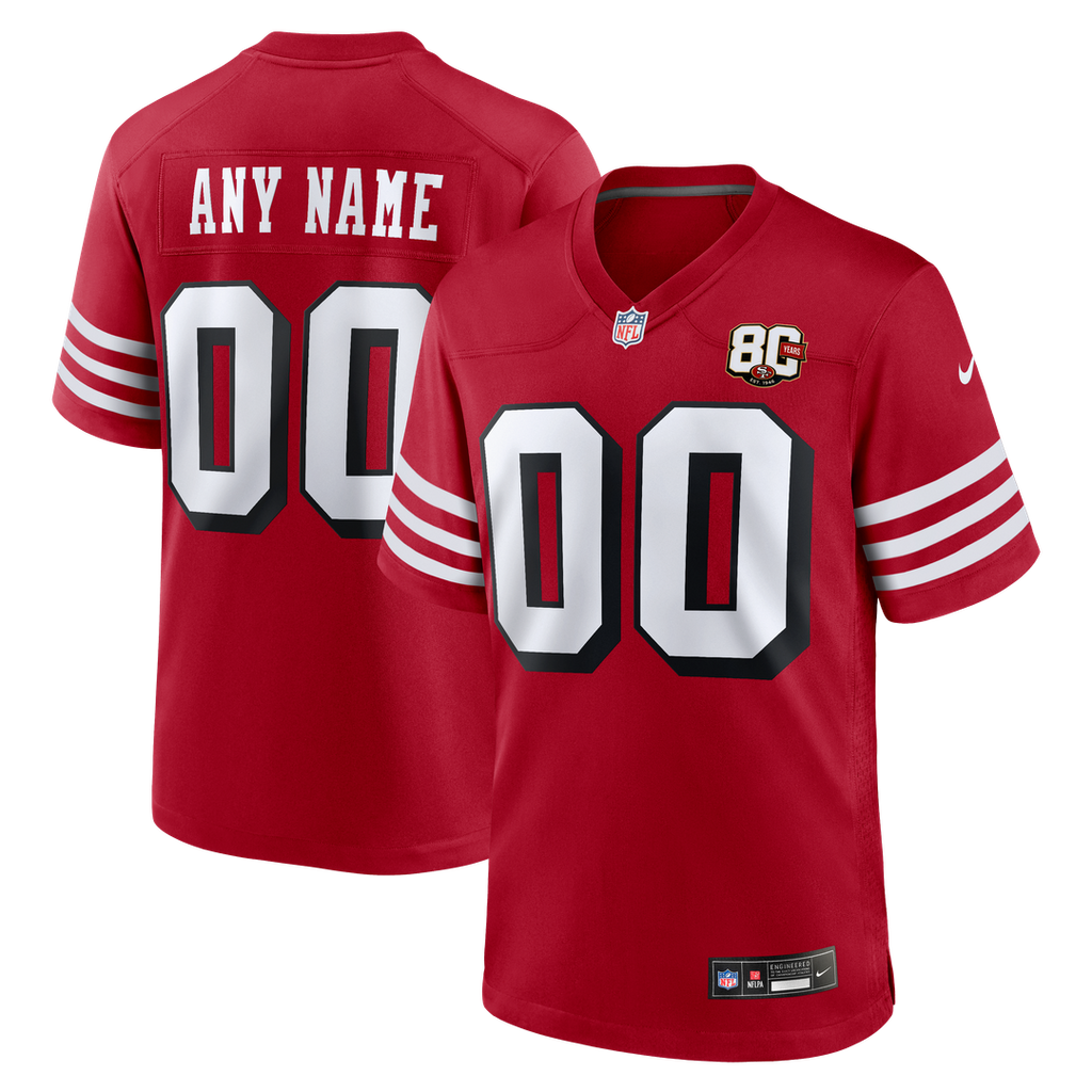 San Francisco 49ers Nike 80th Anniversary Alternate Custom Game Jersey - Scarlet
