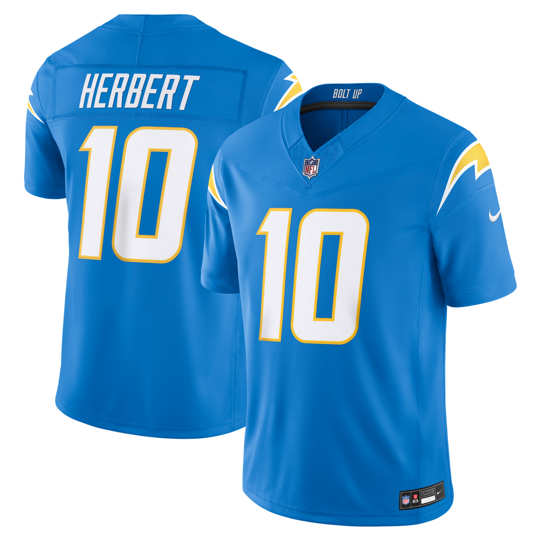 Los Angeles Chargers Justin Herbert Nike Team Vapor F.U.S.E. Stitched Limited Jersey - Powder Blue