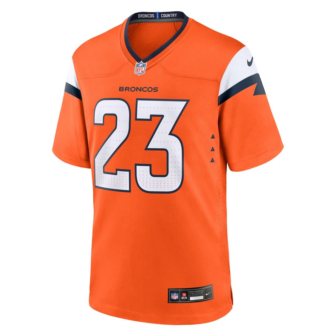 Denver Broncos Jahdae Barron Nike Team Game Jersey - Orange
