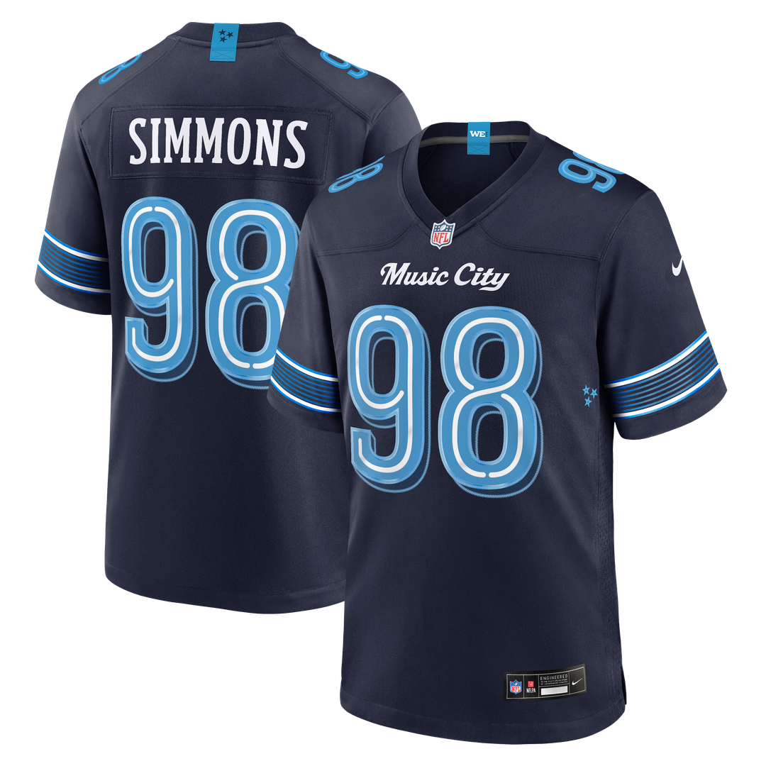 Tennessee Titans Jeffery Simmons Nike 2026 Rivalries Collection Game Jersey - Navy