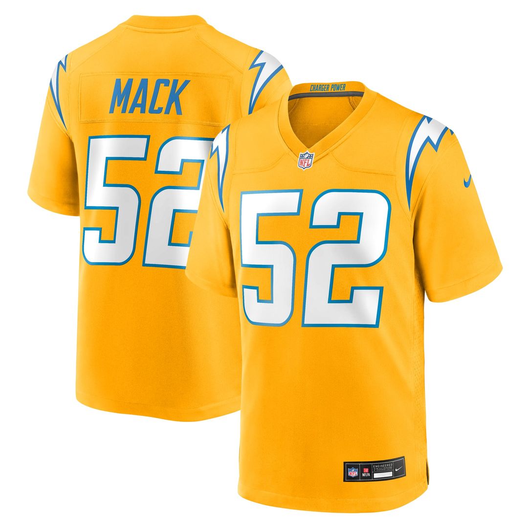 Los Angeles Chargers Khalil Mack Nike Alternate Charger Power Game Player Jersey - Gold