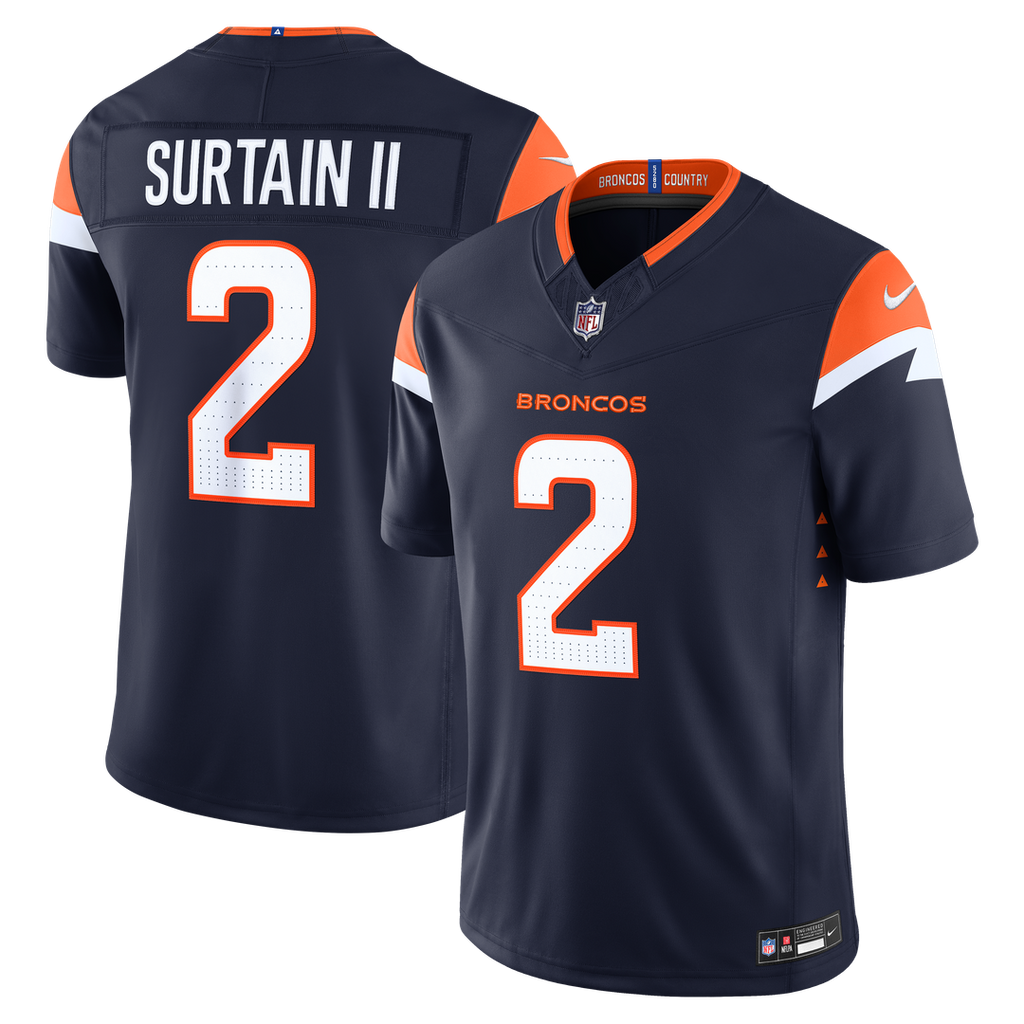 Denver Broncos Pat Surtain II Nike Alternate Vapor F.U.S.E. Stitched Limited Jersey - Navy
